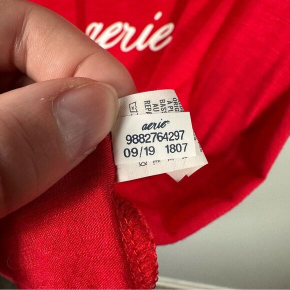 Aerie Real Soft Red Short Sleeve Oversized Give Real Tee Size Small Lightweight - Picture 11 of 14